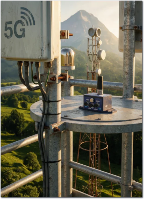 Satevis® Alpha-Inc Wireless LoRaWAN® Inclinometer for 5G Telecom Tower & Antenna Alignment Monitoring